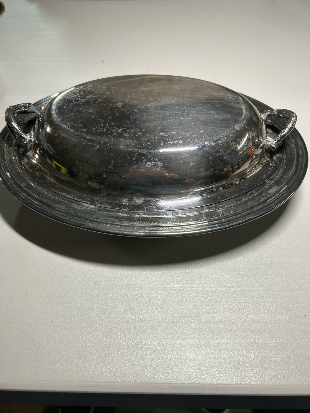 Classic Silver-Tone Covered Serving Dish with Handles